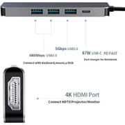 Glassology 5-in-1 USB-C Hub Adapter - 4K@60Hz HDMI, 3×USB, PD Fast Charging, 5Gbps Data Transfer for MacBook Pro/Air M3 M2 M1, iPad Pro M4, iPhone 16/15, Lenovo, Dell, HP