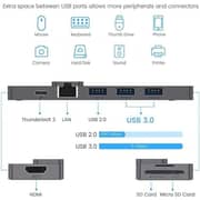 Glassology 8-in-1 USB-C Hub - HDMI, VGA, PD, 2×USB 3.0, SD, TF, Ethernet 1000Mbps - Grey