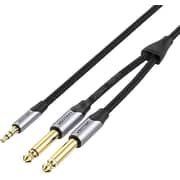 Vention Cotton Braided 3.5mm Male To 2*6.5mm Male Audio Cable 3m Gray Aluminum Alloy Type # Barhi