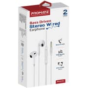 Promate PHONIC Stereo Wired Earphones White