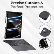 iPad Pro 12.9 3rd 4th 5th gen 2018/2020/2021 iPad Keyboard Folio Combo with Detachable Keyboard Trackpad and Smart Connector English & Arabic with Screen Protector in Elegant Black