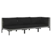 vidaXL 3 Piece Garden Lounge Set Dark Grey Half Round Poly Rattan