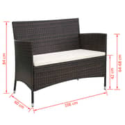 vidaXL Garden Bench 106 cm Poly Rattan Brown