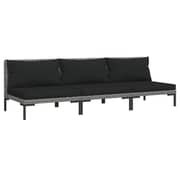 vidaXL Garden Sofas 3pcs with Cushions Half Round Poly Rattan