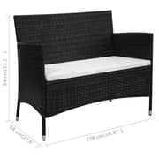 vidaXL Garden Bench 100 cm Poly Rattan Black