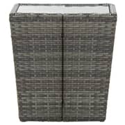 vidaXL Tea Table Grey 41.5x41.5x43 cm Poly Rattan and Tempered Glass