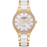 ECSTACY Women's Analog White MOP Dial Watch - E9511-GCWM