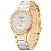 ECSTACY Women's Analog White MOP Dial Watch - E9511-GCWM