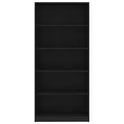 vidaXL 5-Tier Book Cabinet Black 80x24x175 cm Engineered Wood