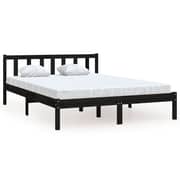 vidaXL Bed Frame Black Solid Pinewood 160x200 cm