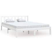 vidaXL Bed Frame White Solid Pinewood 160x200 cm