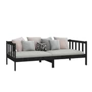 vidaXL Day Bed Black Solid Pinewood 90x200 cm