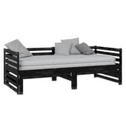 vidaXL Pull-out Day Bed Black Solid Pinewood 2x(90x200) cm