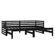 vidaXL Pull-out Day Bed Black Solid Pinewood 2x(90x200) cm