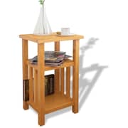 vidaXL End Table with Magazine Shelf 27x35x55 cm Solid Oak Wood
