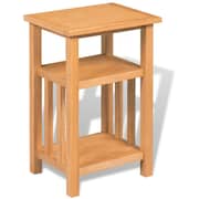 vidaXL End Table with Magazine Shelf 27x35x55 cm Solid Oak Wood