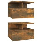 vidaXL Floating Nightstand 2 pcs Smoked Oak 40x31x27 cm Engineered Wood