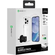 Amazing Thing Supreme Bundle Case With Screen Protector And Dual Port Charger Clear/Black iPhone 14 Pro Max