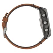 Garmin 010-02541-19 Fenix 7X Sapphire Solar Smart Watch Titanium with Chestnut Leather Band