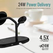 Promate MagSafe Charger with 15W Stand, 24W PD Type-C, 5W MFi Apple Watch Charger and 5W/10W Qi Pad, Synergy Black
