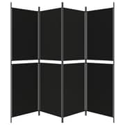 vidaXL 4-Panel Room Divider Black 200x180 cm Fabric