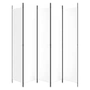 vidaXL 5-Panel Room Divider White 250x220 cm Fabric