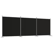 vidaXL 3-Panel Room Divider Black 525x180 cm Fabric