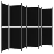 vidaXL 6-Panel Room Divider Black 300x180 cm Fabric