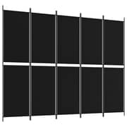 vidaXL 5-Panel Room Divider Black 250x200 cm Fabric