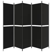 vidaXL 5-Panel Room Divider Black 250x200 cm Fabric