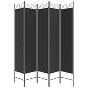 vidaXL 5-Panel Room Divider Black 200x200 cm Fabric
