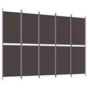 vidaXL 5-Panel Room Divider Brown 250x180 cm Fabric