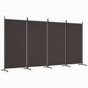 vidaXL 4-Panel Room Divider Brown 346x180 cm Fabric