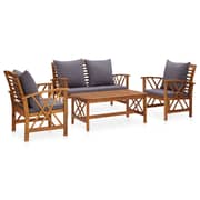 vidaXL 4 Piece Garden Lounge Set with Cushions Solid Acacia Wood