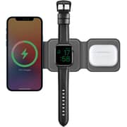 Uniq 3 In 1 Foldable Magnetic Wireless Charger Black