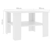 vidaXL Coffee Table White 60x60x42 cm Engineered Wood