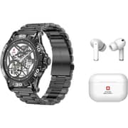 Swiss Military DOM2 Smart Watch Metal With Gun Metal Strap + DELTA1 TWLS Earbuds
