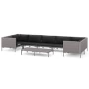 vidaXL 8 Piece Garden Lounge Set with Cushions Poly Rattan Dark Grey