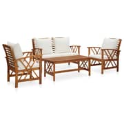 vidaXL 4 Piece Garden Lounge Set with Cushions Solid Acacia Wood