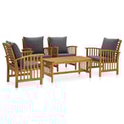 vidaXL 5 Piece Garden Lounge Set with Cushions Solid Acacia Wood