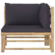 vidaXL 2 Piece Garden Lounge Set with Dark Grey Cushions Bamboo