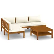 vidaXL 5 Piece Garden Lounge Set with Cream Cushion Solid Acacia Wood