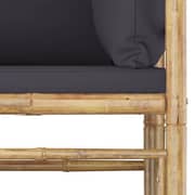 vidaXL 4 Piece Garden Lounge Set with Dark Grey Cushions Bamboo