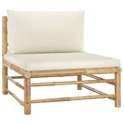 vidaXL 4 Piece Garden Lounge Set with Cream White Cushions Bamboo