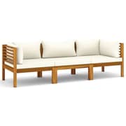 vidaXL 3-Seater Garden Sofa with Cream Cushion Solid Acacia Wood