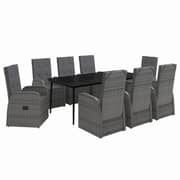 vidaXL 9 Piece Garden Dining Set with Cushions Grey