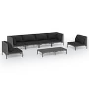 vidaXL 7 Piece Garden Lounge Set with Cushions Poly Rattan Dark Grey