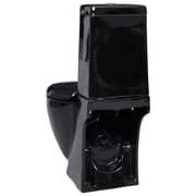 vidaXL WC Ceramic Toilet Bathroom Round Toilet Bottom Water Flow Black