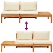 vidaXL 3 Piece Garden Lounge Set with Cream White Cushions Acacia Wood
