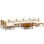 vidaXL 8 Piece Garden Lounge Set with Cream Cushion Solid Acacia Wood